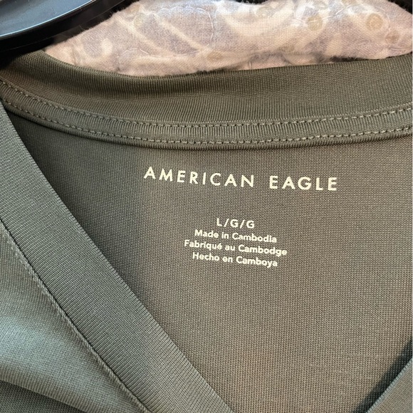 American Eagle army green baby Doll Top empire waist size large fall comfy - Picture 3 of 6